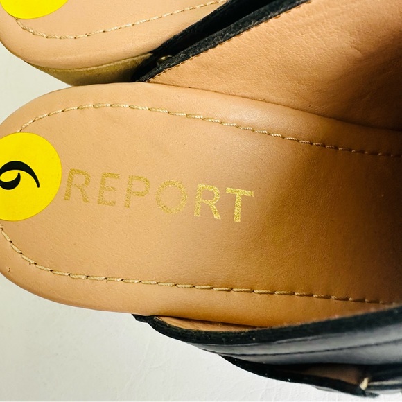 Report Womens Union Studded Mules Leather Slip on Clogs Block Heel Black Sz 9 - Picture 9 of 10